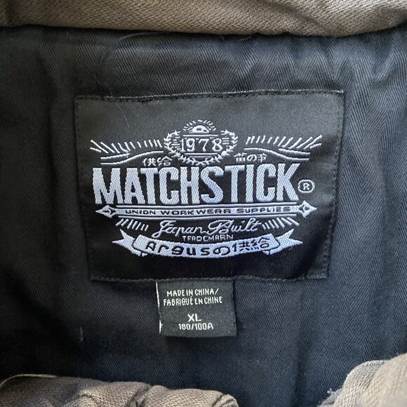 Matchstick Union Workwear Supplies Jacket Men Sz XL Brown Black Puffer - Picture 2 of 16